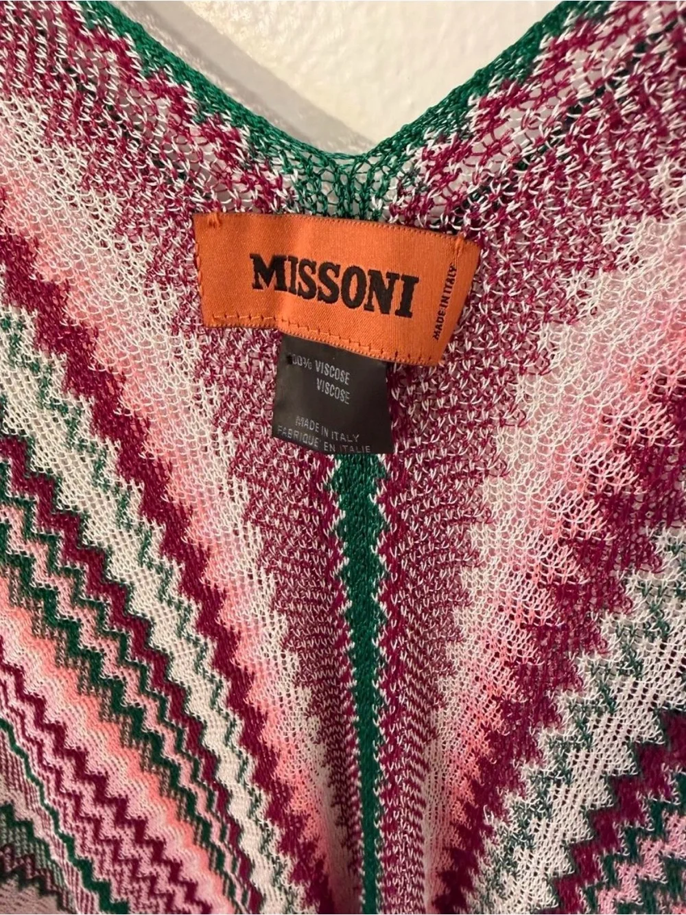Missoni Pink Zigzag Chevron Knit Cover Up Tunic
